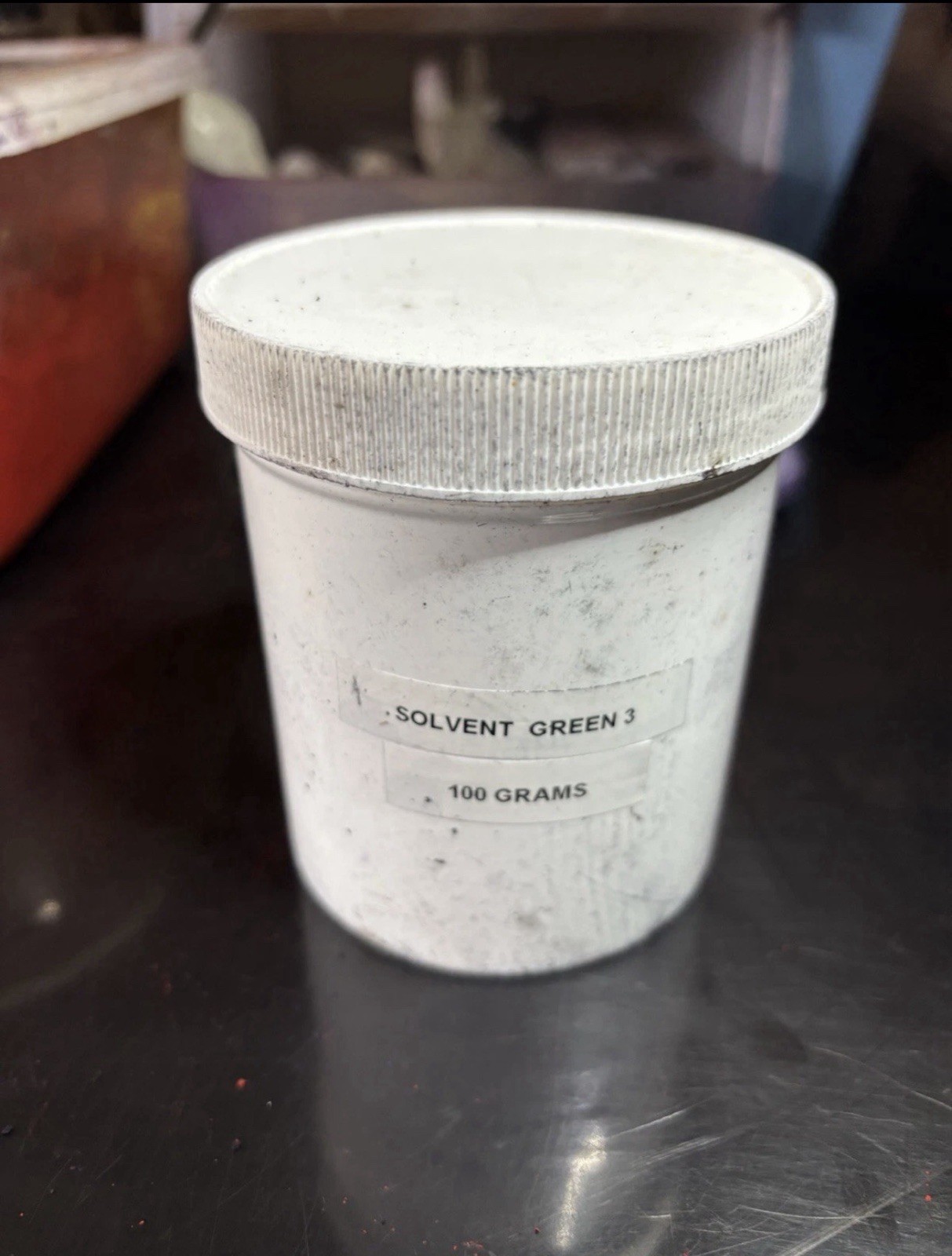 Solvent Green 3 Dye Powder 100 Gram In Sturdy Plastic Jar for candles and smoke