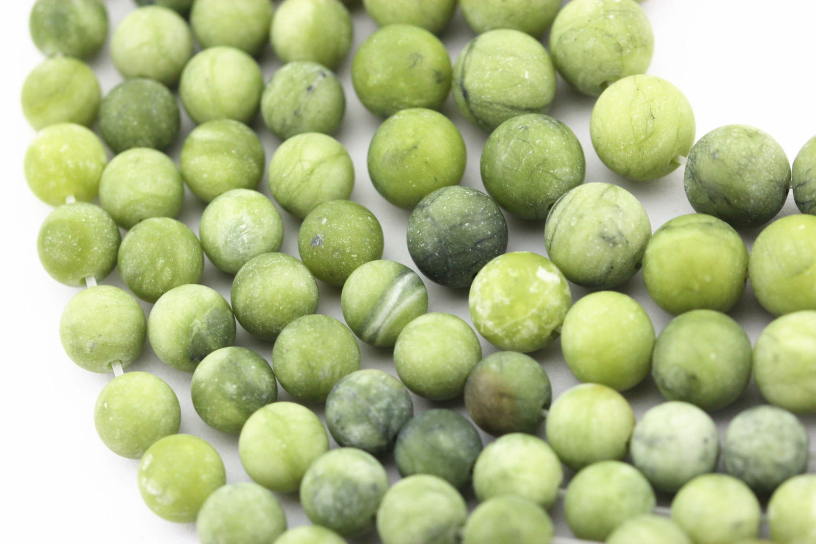 Natural Green Jade Matte Round Beads 4mm 6mm 8mm 10mm 12mm 15.5″ Strand