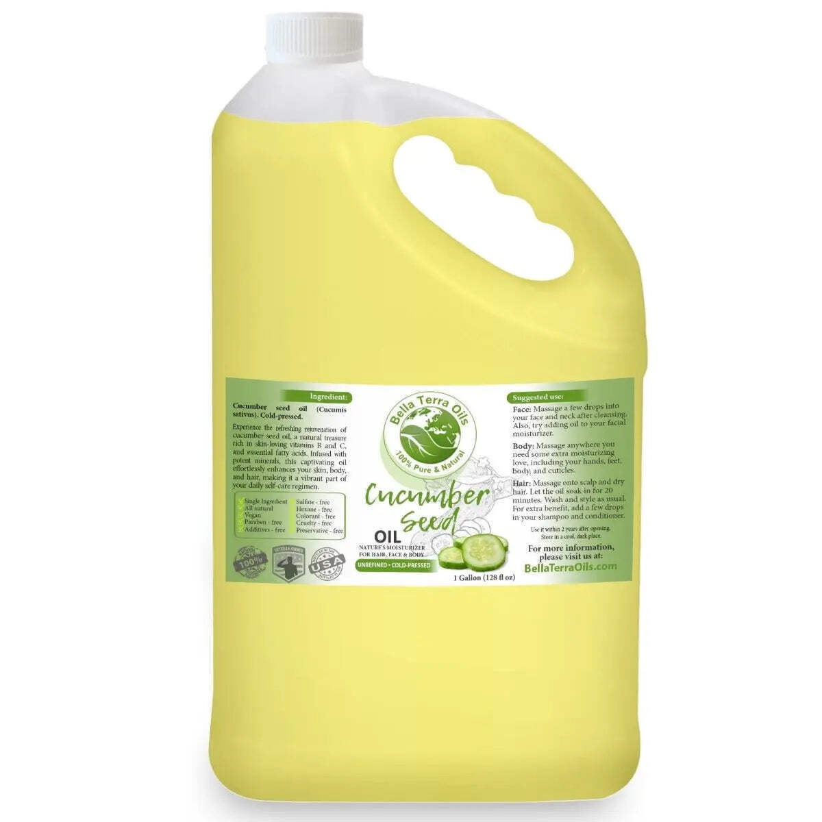 Organic Cold-Pressed Cucumber Seed Oil 100% Pure Skin Care Hair Face Moisturizer