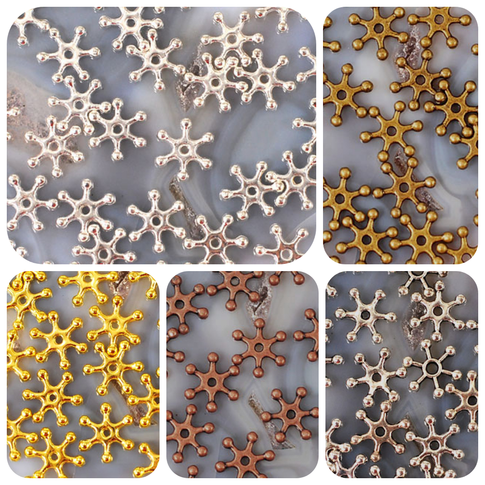 Snowflake Findings Beads Spacer Jewelry Gold Silver Antique Brass 6mm 8mm 10mm
