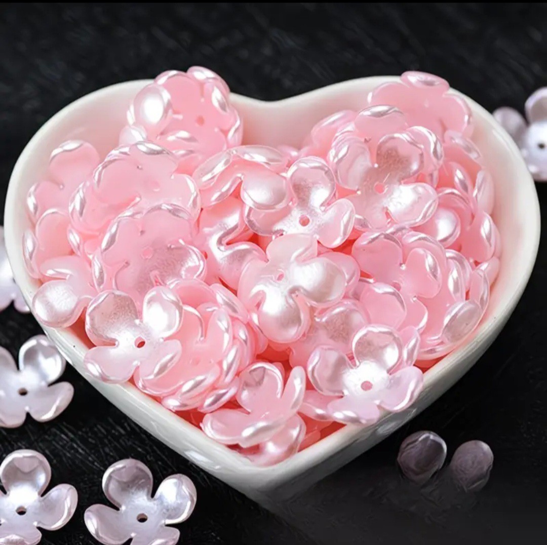 50 Cherry Blossom Beads For Jewelry Making Diy Flower End Caps Craft Supplies