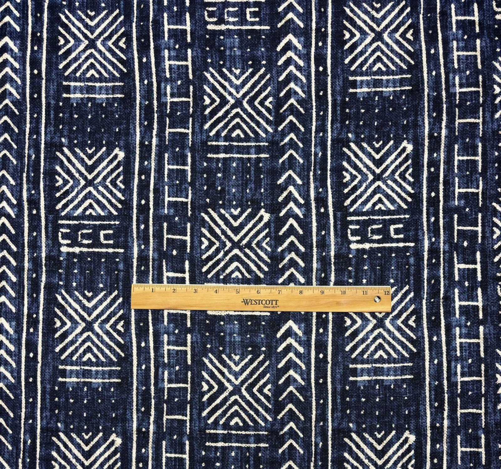 GENEVIEVE GORDER MALI MUD CLOTH INDIGO GEO MULTIUSE LINEN FABRIC BY YARD 54″W