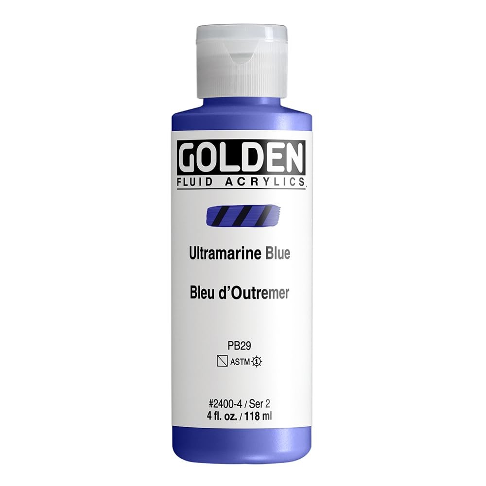 Ultramarine Blue Fluid Acrylic Professional Paint SemiTransparent 4 Fl. Oz