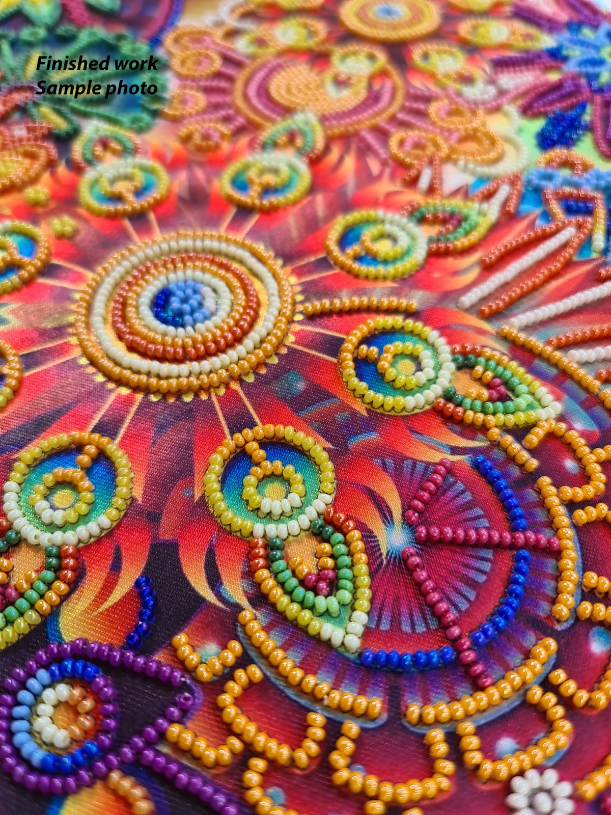 Rainbow Fractal bead embroidery kits Abstract beaded cross stitch kit