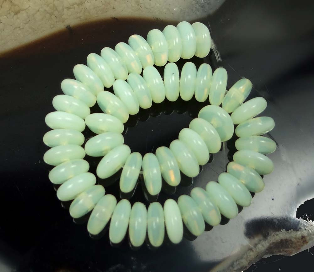 50 Czech Glass Rondelle Beads – Milky Jonquil 6x2mm