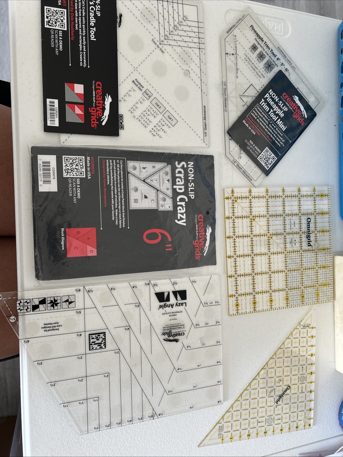 Creative Grids Quilt Ruler Lot 9 pcs Non-Slip Acrylic Cutting Rulers Omnigrid