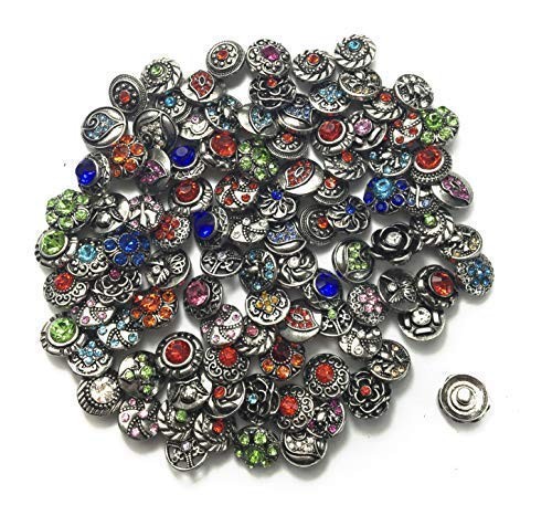 30pcs 12mm Mixed Rhinestone Snap Button Jewelry Charms for DIY Craft