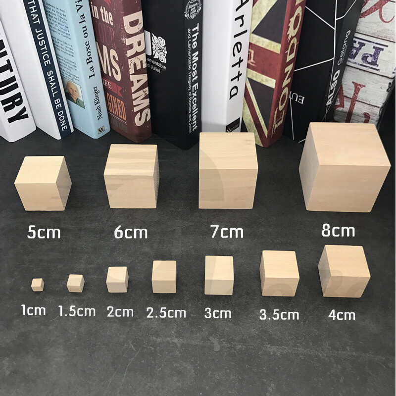 Wooden Cube Solid Plain Natural Hard Wood Blocks 8x8x8cm Art Craft Building DIY