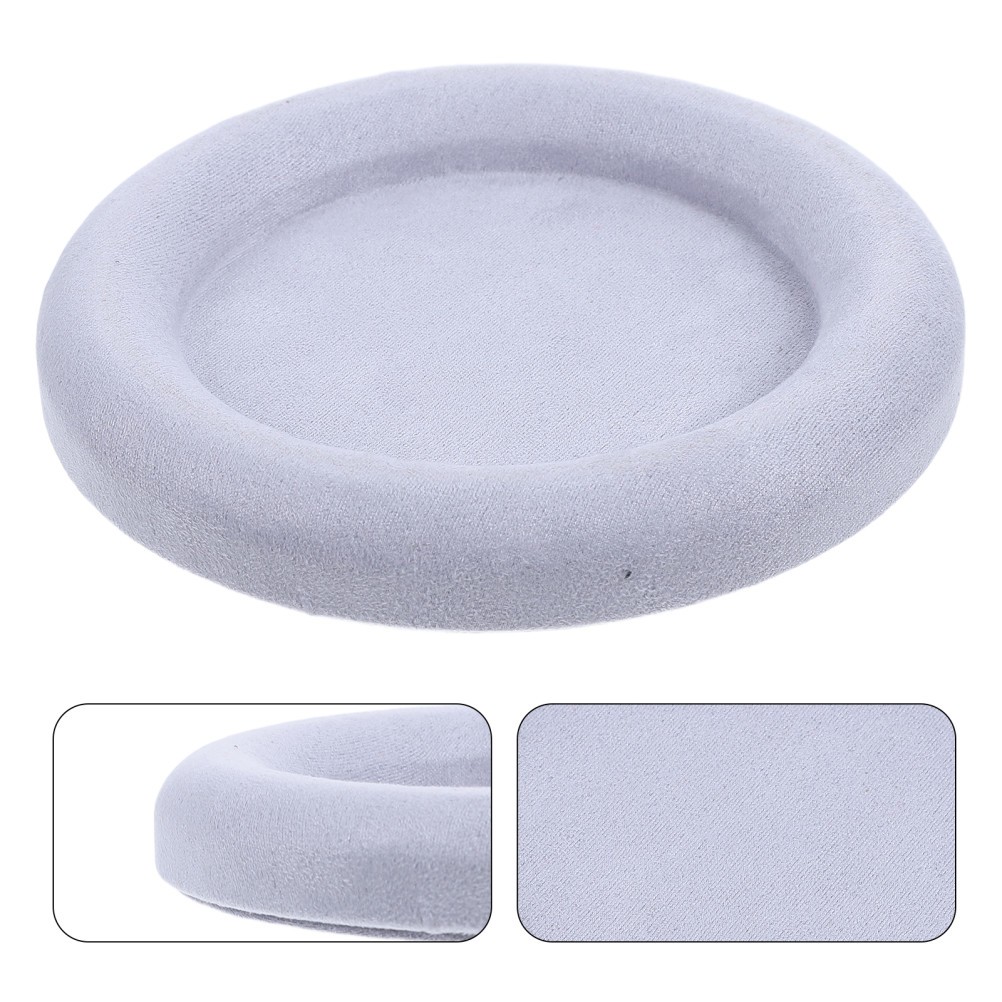 Round Jewelry Display Plate with Wrinkle Resistant Velvet Surface Light Grey