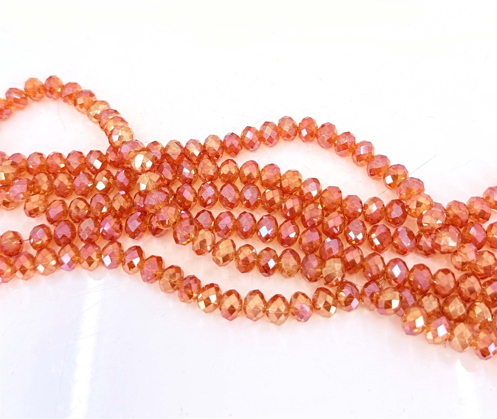 8x6mm Sparking Tangelo Glass Faceted Rondelle AB Crystal Shimmer Beads 16″