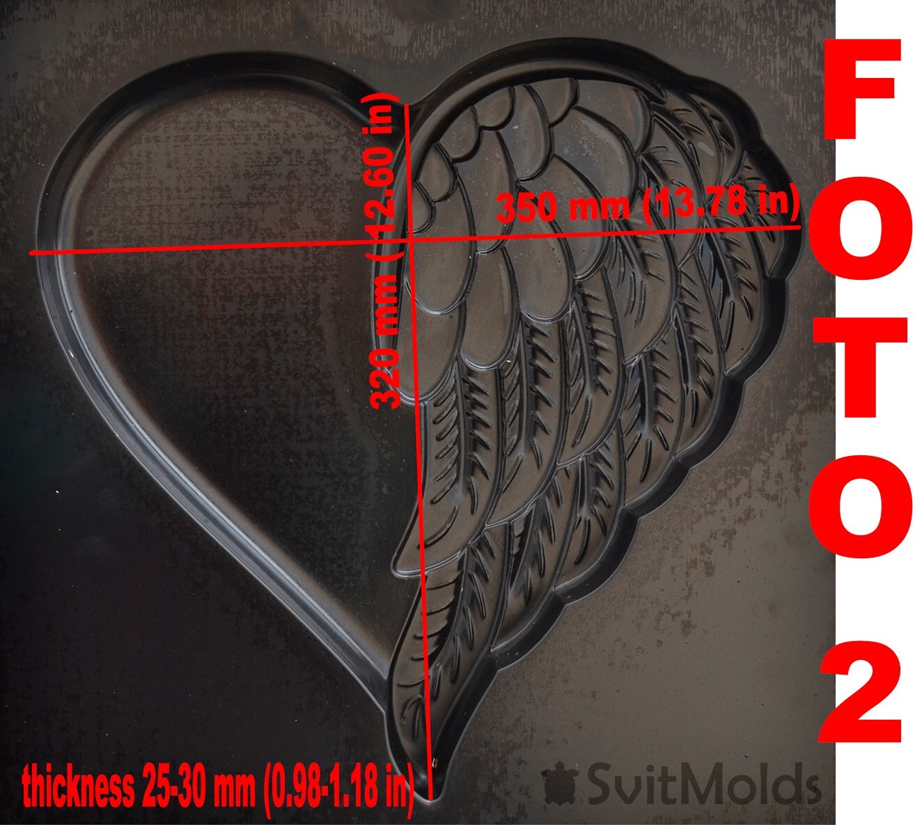 Concrete Mold DIY Heart Wing Decorative Stone for Garden Mold ABS Plastic D78