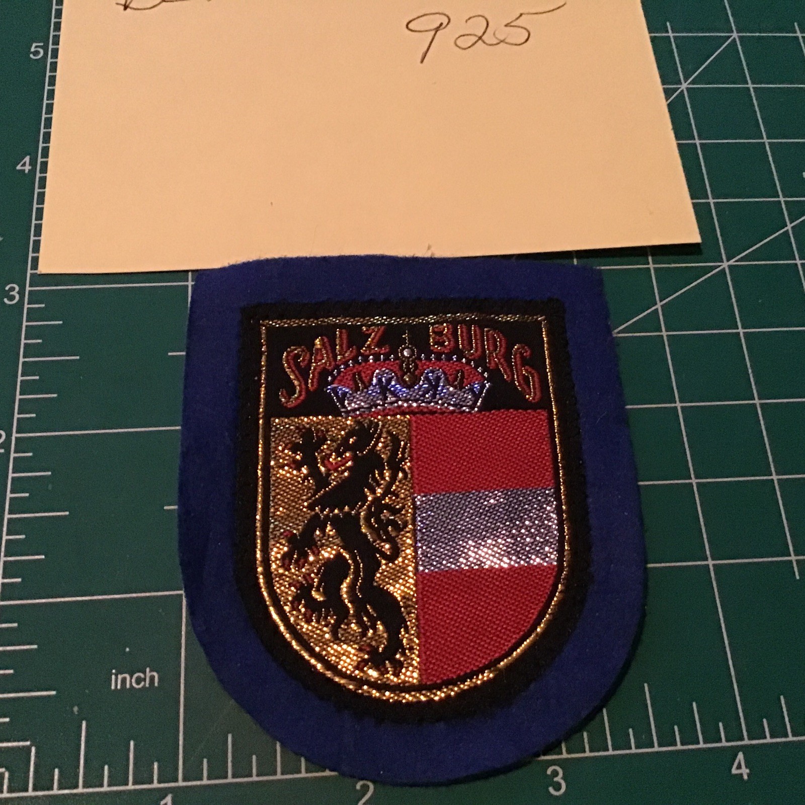 Vintage Salzburg, Austria Patch – Embroidered Gold Thread/blue Felt Sew-On