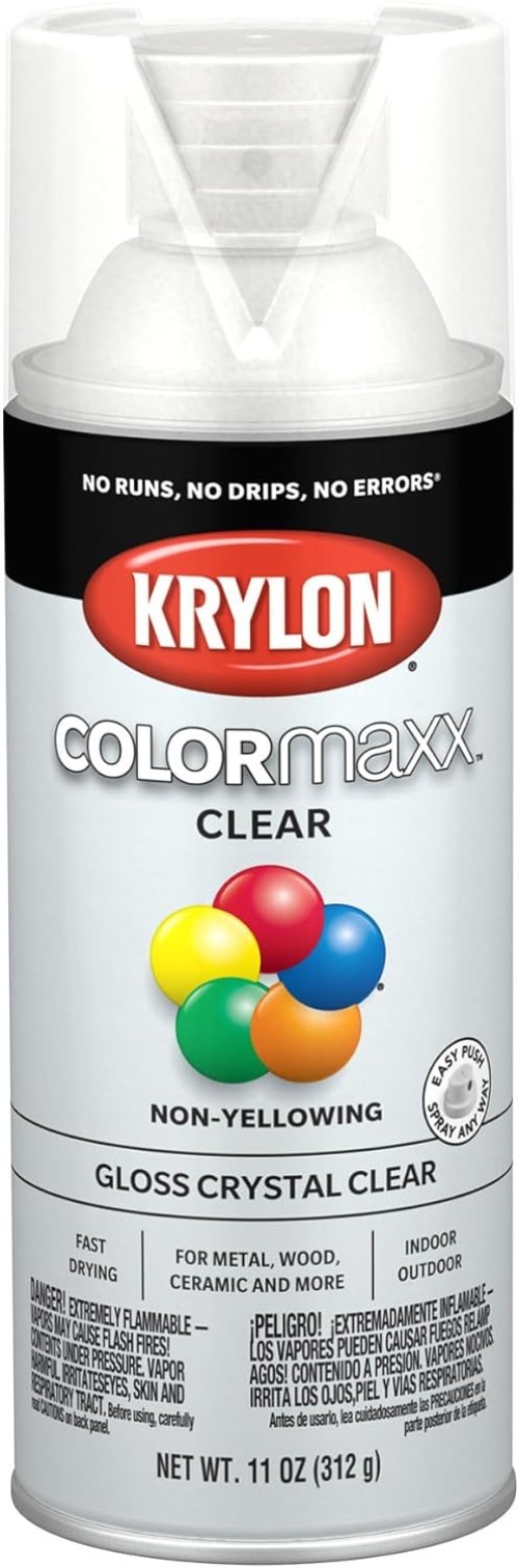 COLORmaxx Gloss Crystal Clear Acrylic Spray Paint – 11 Oz., Indoor/Outdoor Use