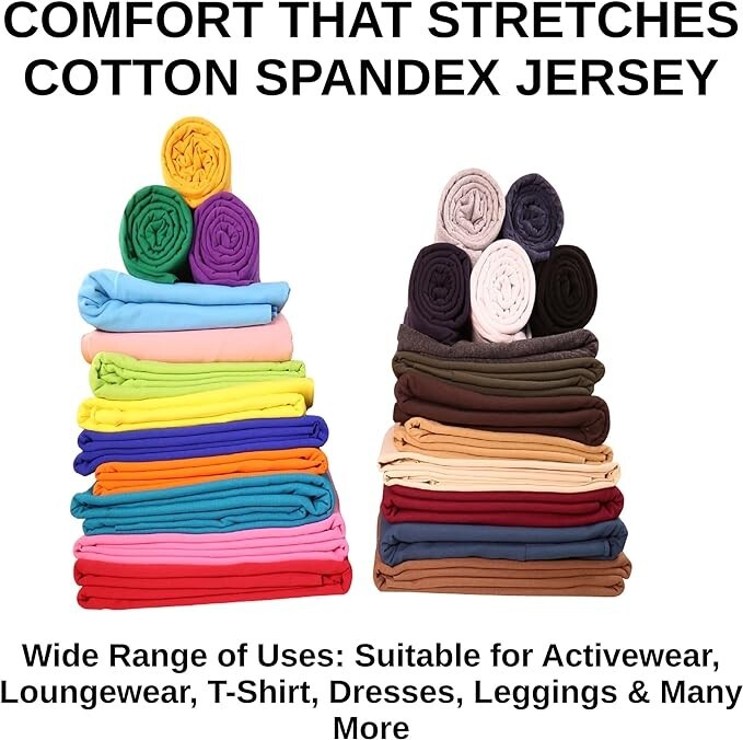 FabricLA | 12 oz Cotton Spandex Jersey Knit by the yard | 4 Way Stretch Fabric