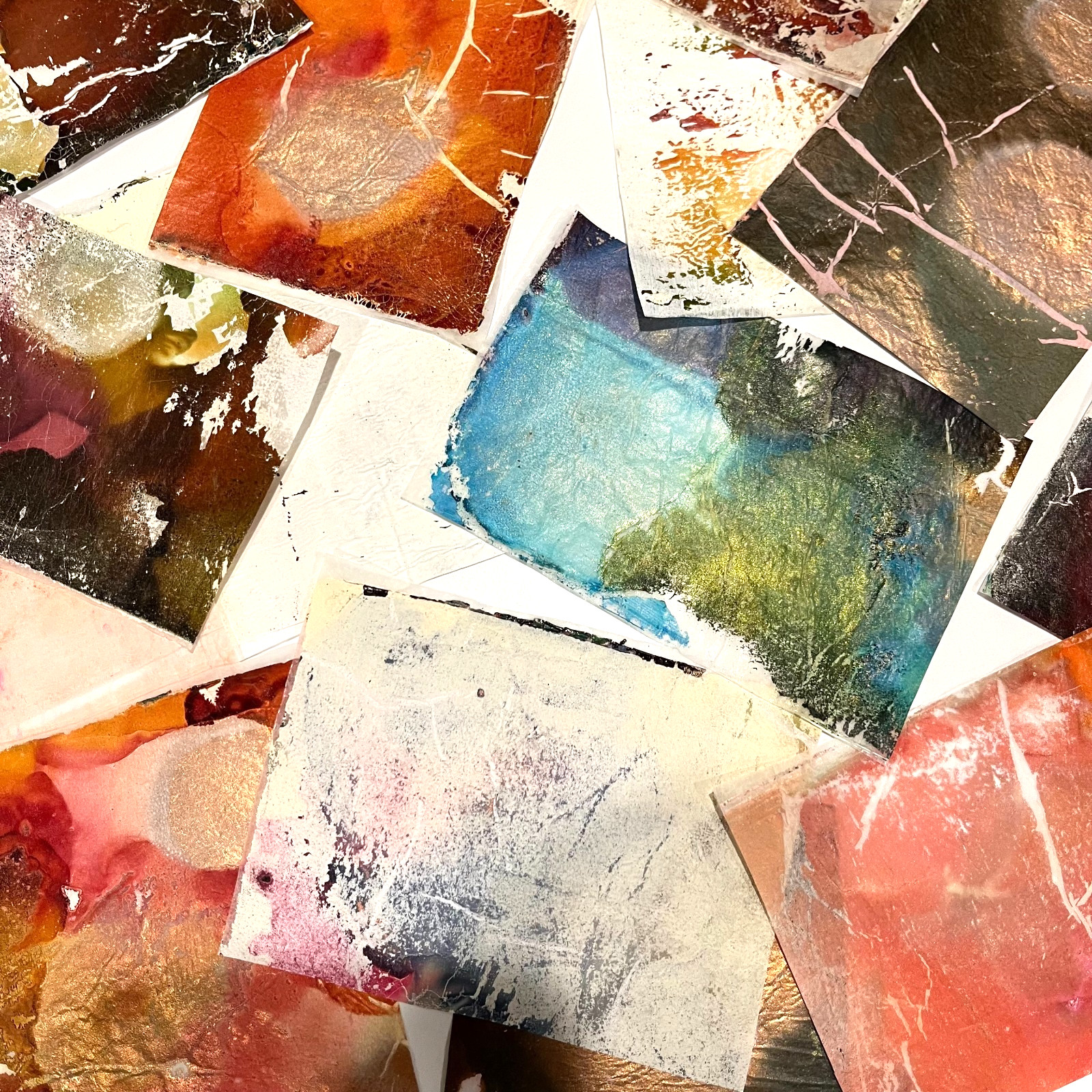 35+ Hand Painted ATC Collage Paper Pack Mixed Media Alcohol Ink Acrylic Abstract