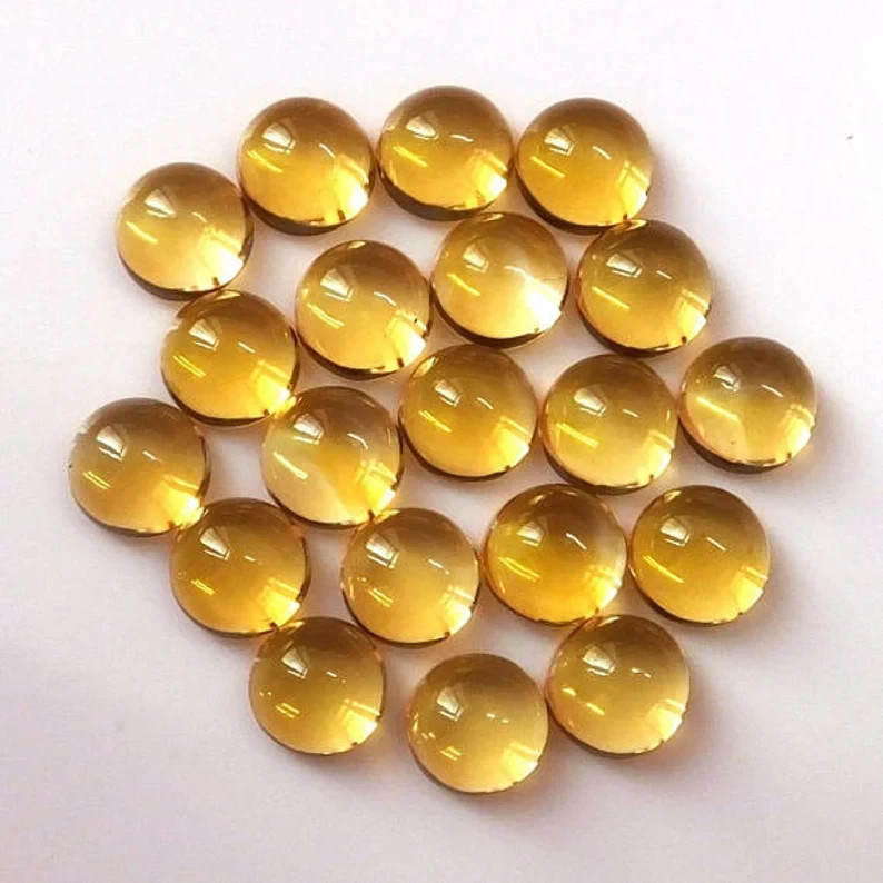 Wholesale Natural Citrine Cabochon Round shape Loose Gemstone Lot Jewellery.