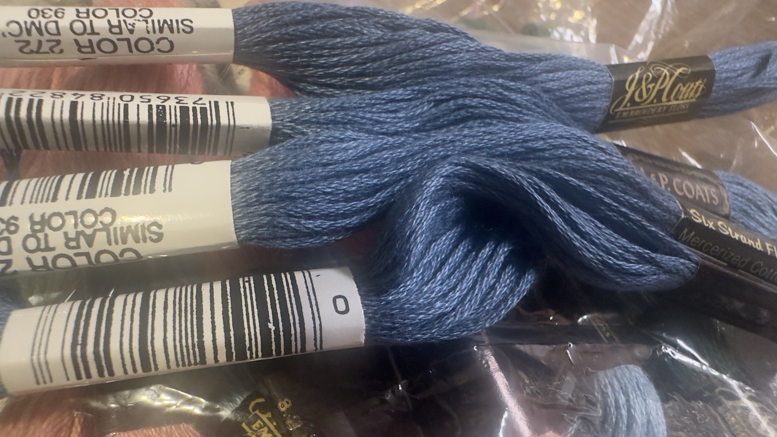 Vintage J&P COATS EMBROIDERY Floss 100% Cotton #272 Dark Blue 6 Strand Floss