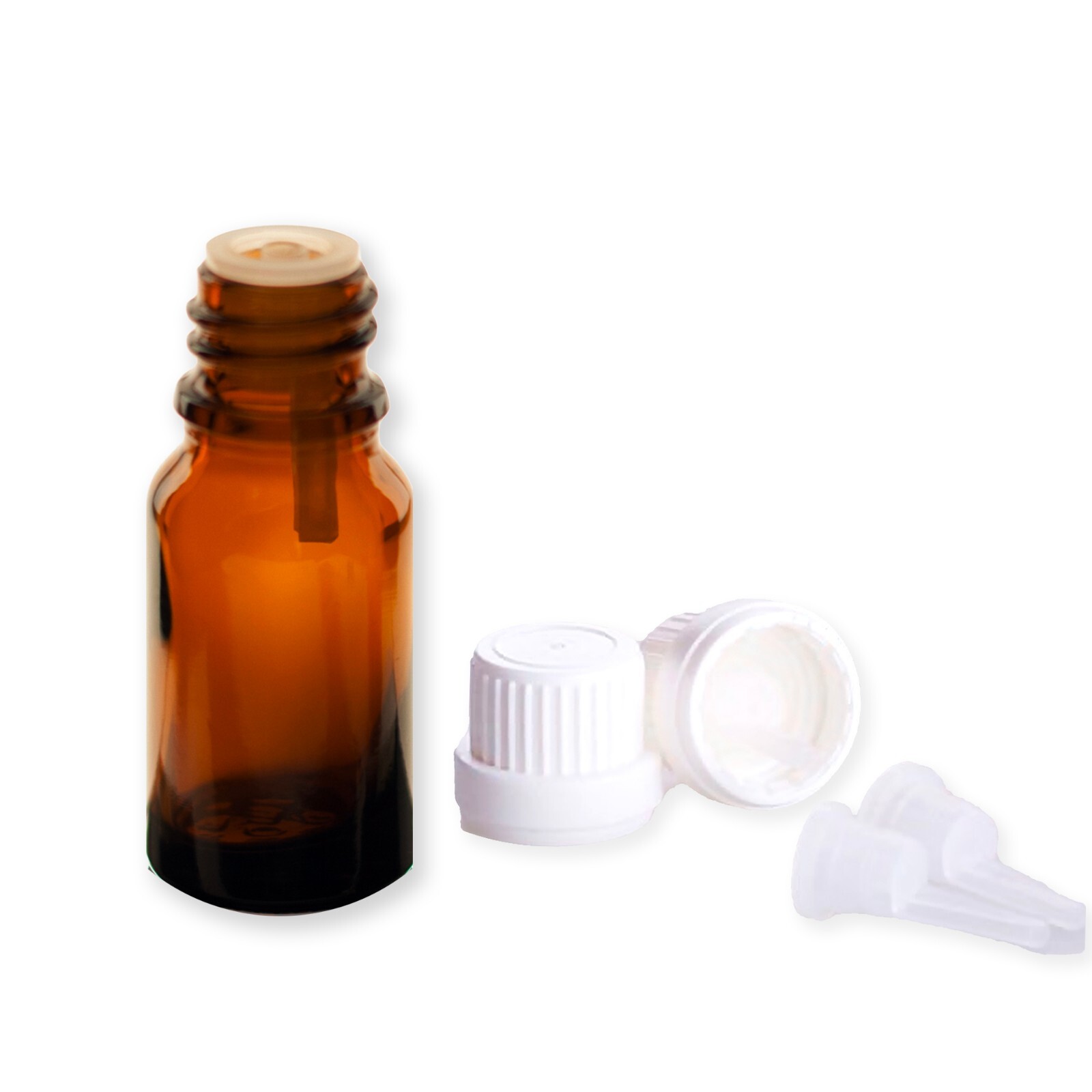 Amber Glass Bottle for Essential Oil 20 ml w/ Plastic Droppers & Cap (Set of 18)