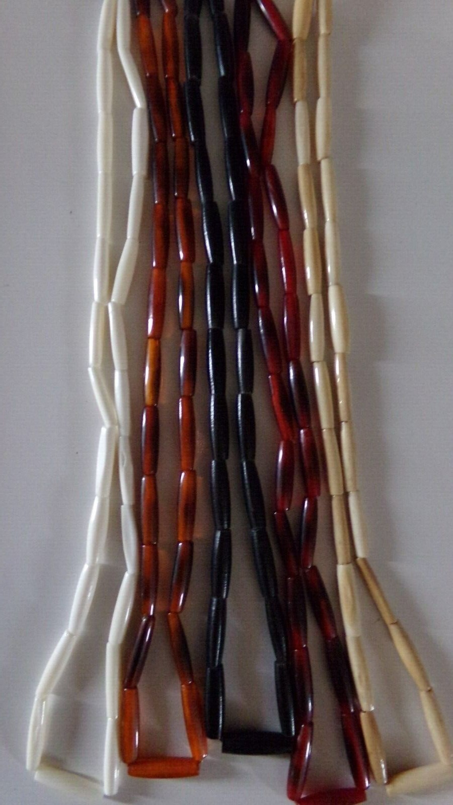 100 PCS 1″ WHITE, BLACK, “ANTIQUED”, RED, BROWN BUFFALO BONE HAIR PIPE BEADS