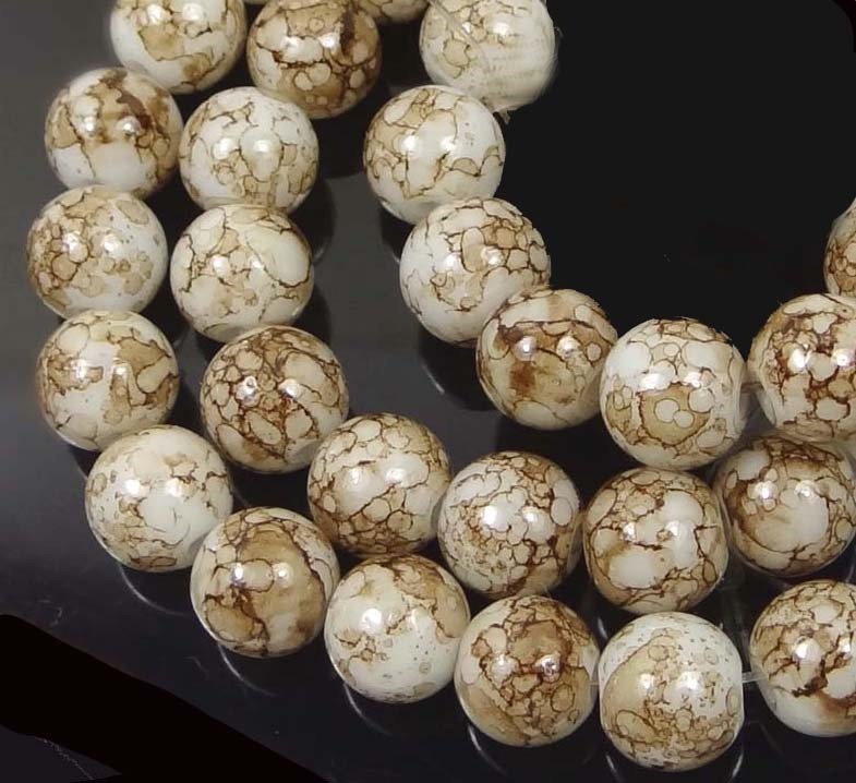 6mm Baking Varnish Glass Round Beads – Coffee Brown 16″