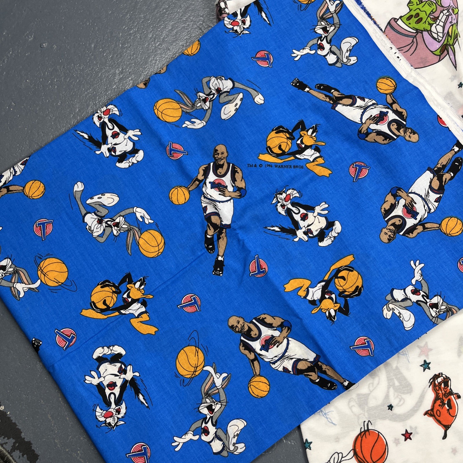 Vintage Lot Of 1996 Space Jam Fabric Sheets Looney Tunes Michael Jordan Crafting
