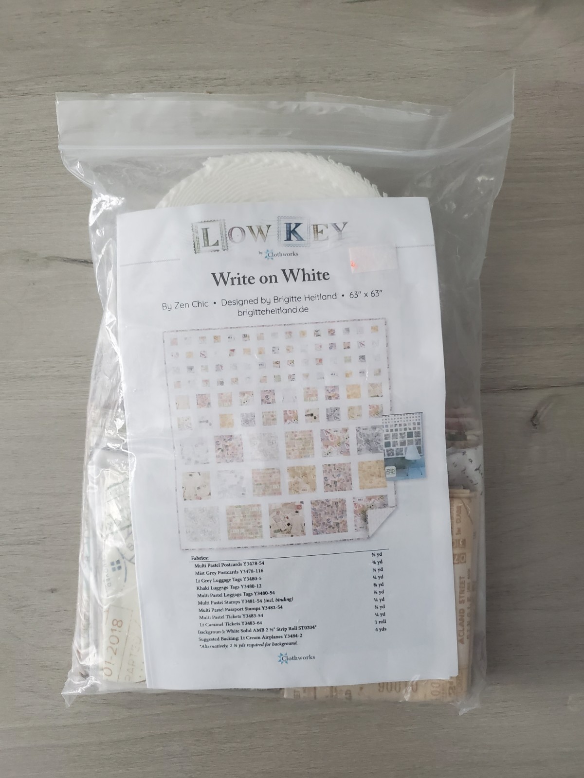 Write On White by Brigitte Heitland Zen Chic Quilt Kit 63×63″ Low Key Cloth Work