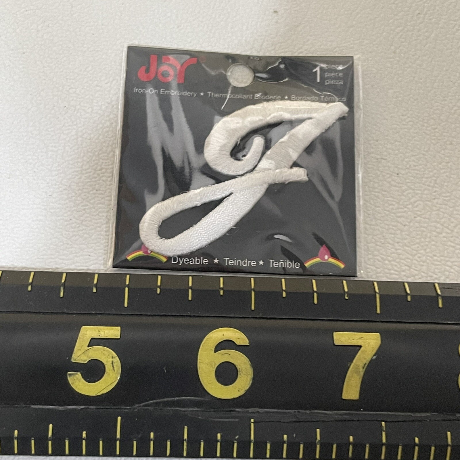 Small 1.5” White J Letter Initial “J” Patch Fancy Cursive Font M010