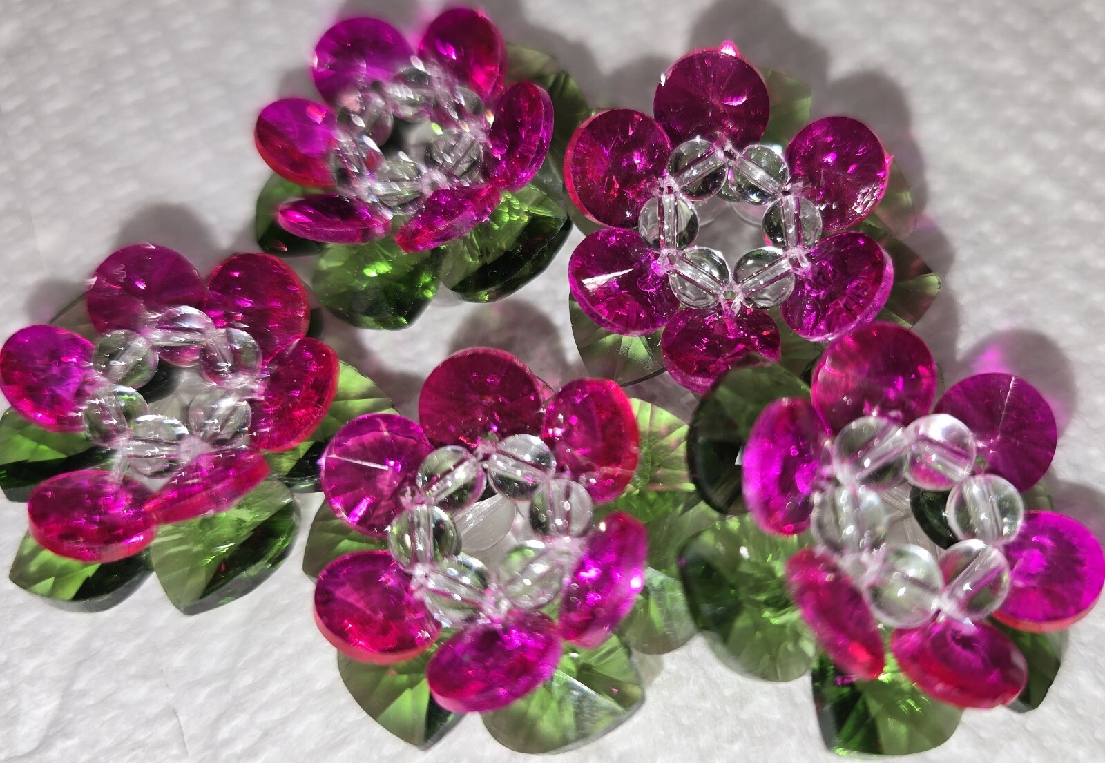 New Lotus Flower Bead Pendant – 28mm – pink and green beautiful sparkle- PBJ1000