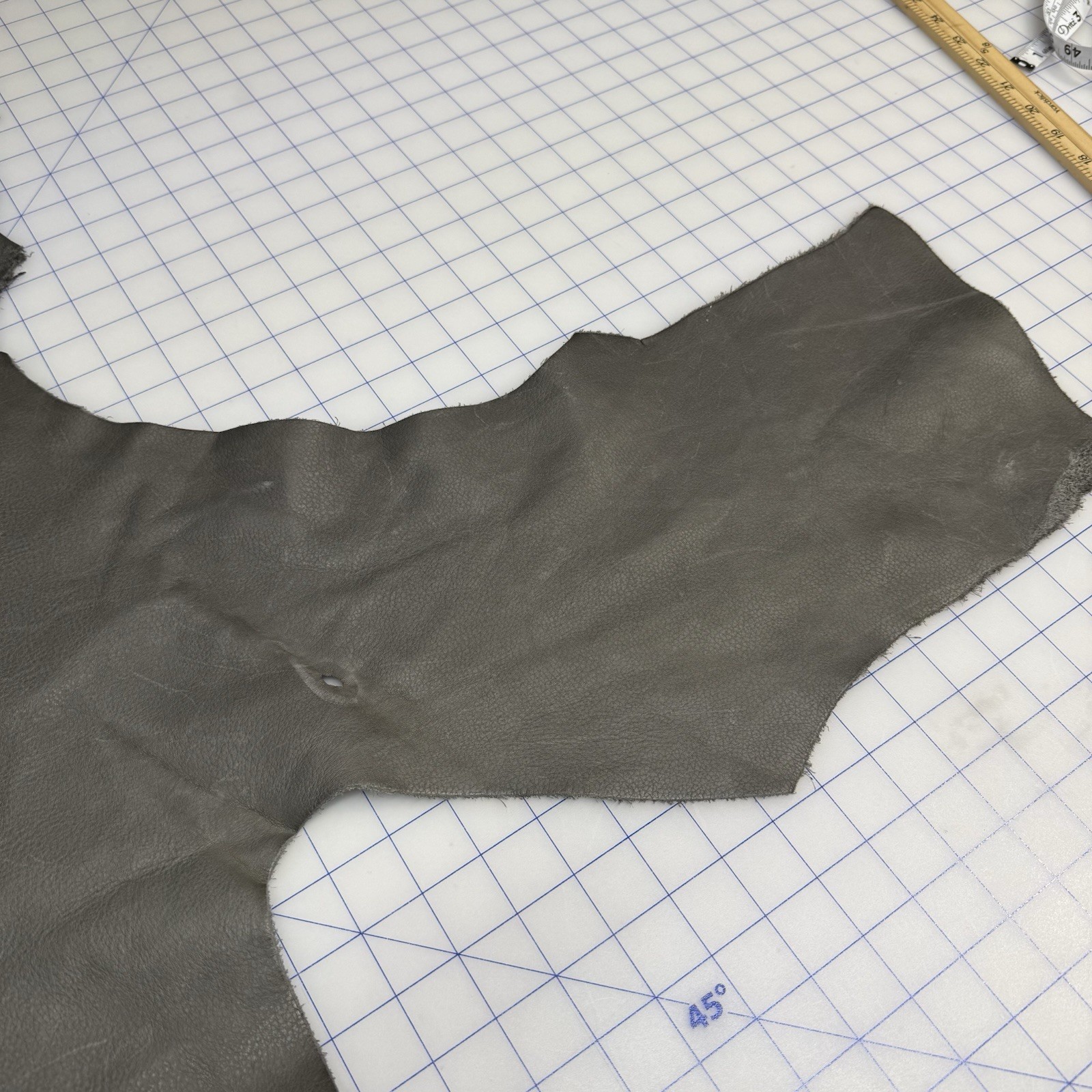 Grey Leather Hide Top Grain Remnant – See Description