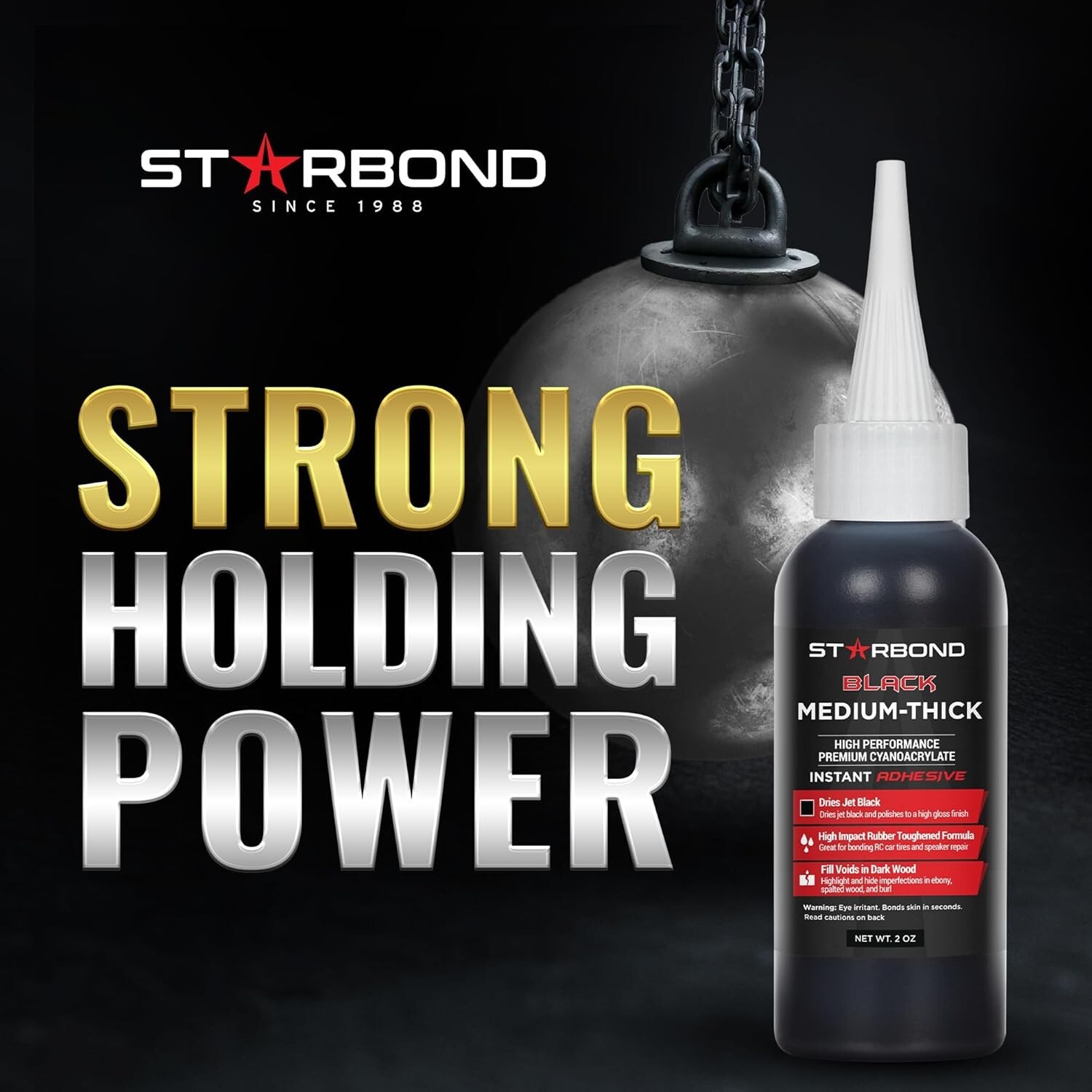 Starbond 2 oz. Black Medium-Thick – Super Glue (Premium Cyanoacrylate CA Glue)