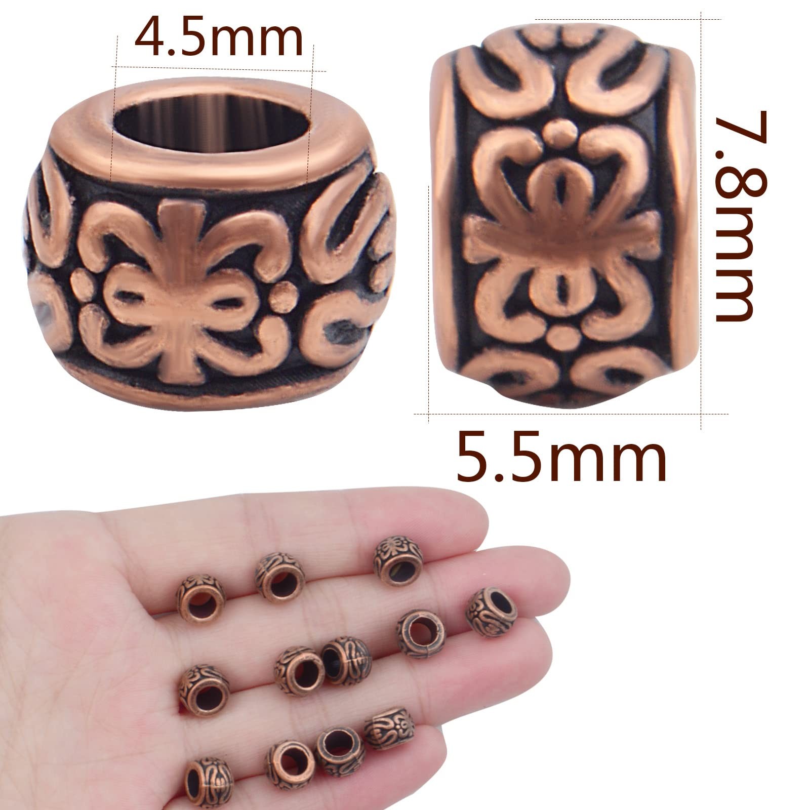 100pcs Large Hole Spacer Beads Tibetan Alloy European Rondelle Spacers Vintag…