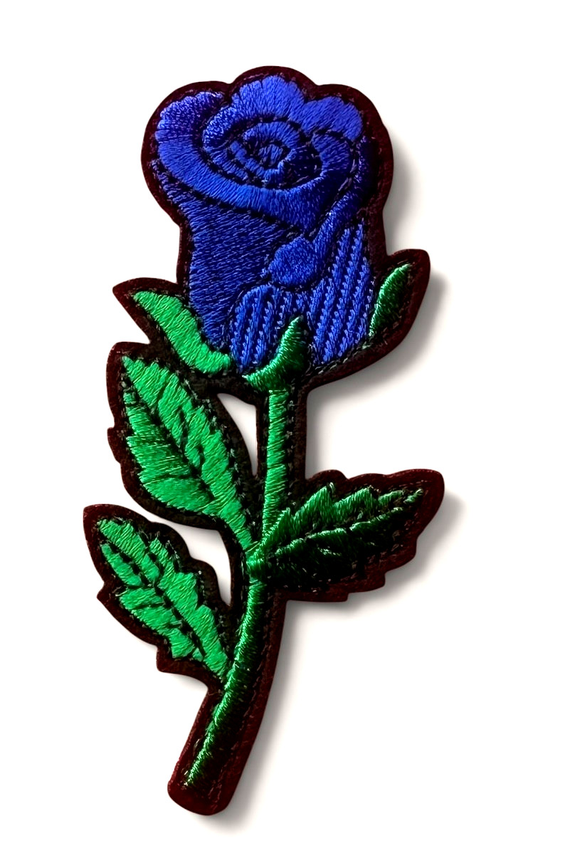 Royal blue Rose Iron-On patch 4+1/4 x 2-inch FREE SHIPPING