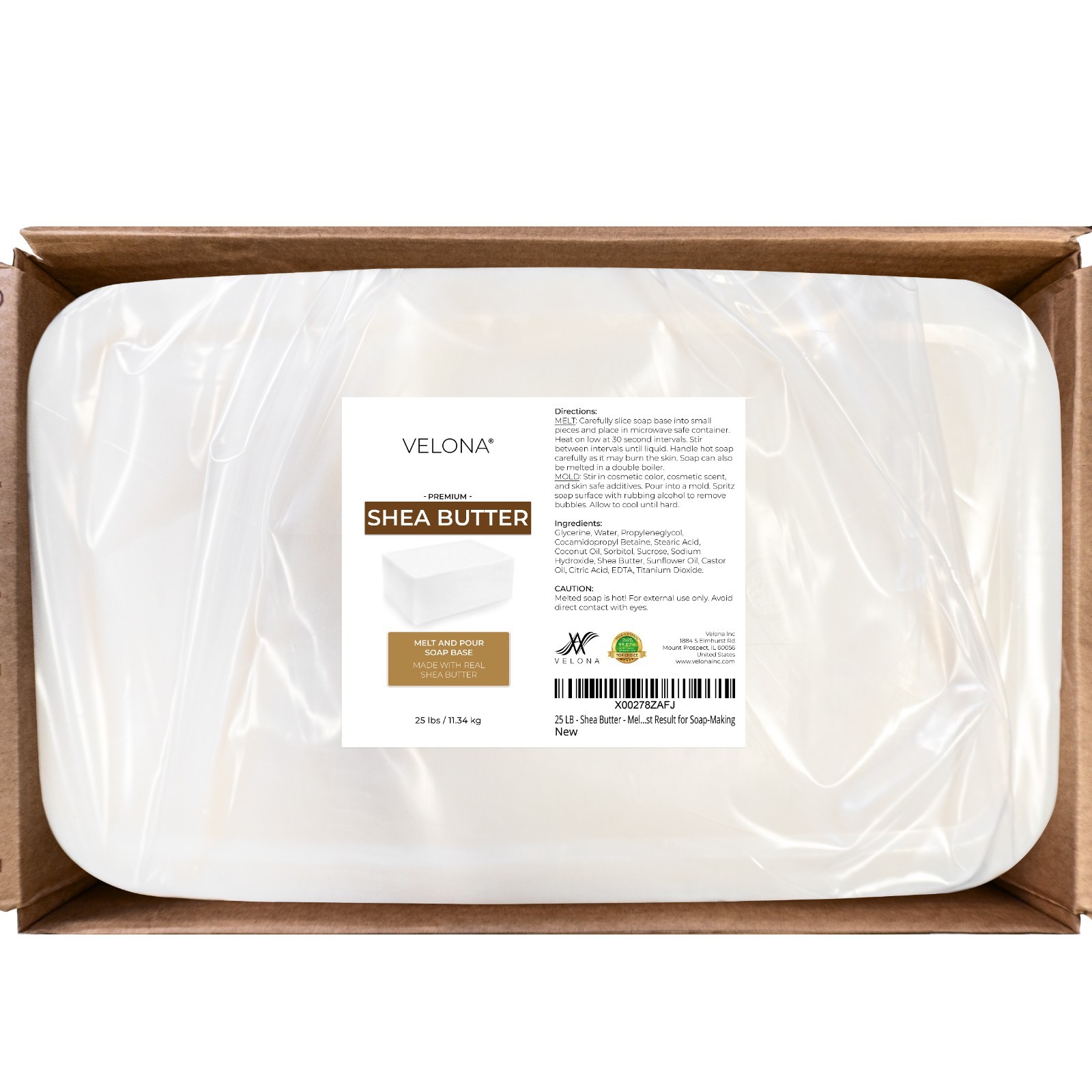 2,5,10,25 LB – Shea Butter Soap Base by Velona SLS/SLES Free Melt Pour