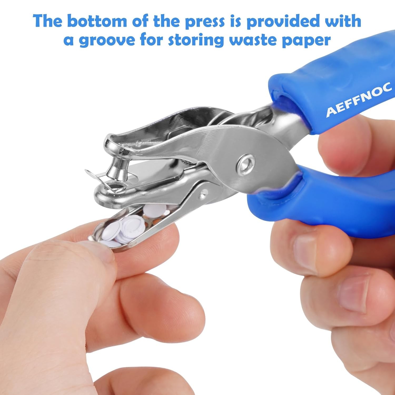 Single Hole Punch Blue One Hole Puncher with Soft Grip Handle 1/4 Inch Paper
