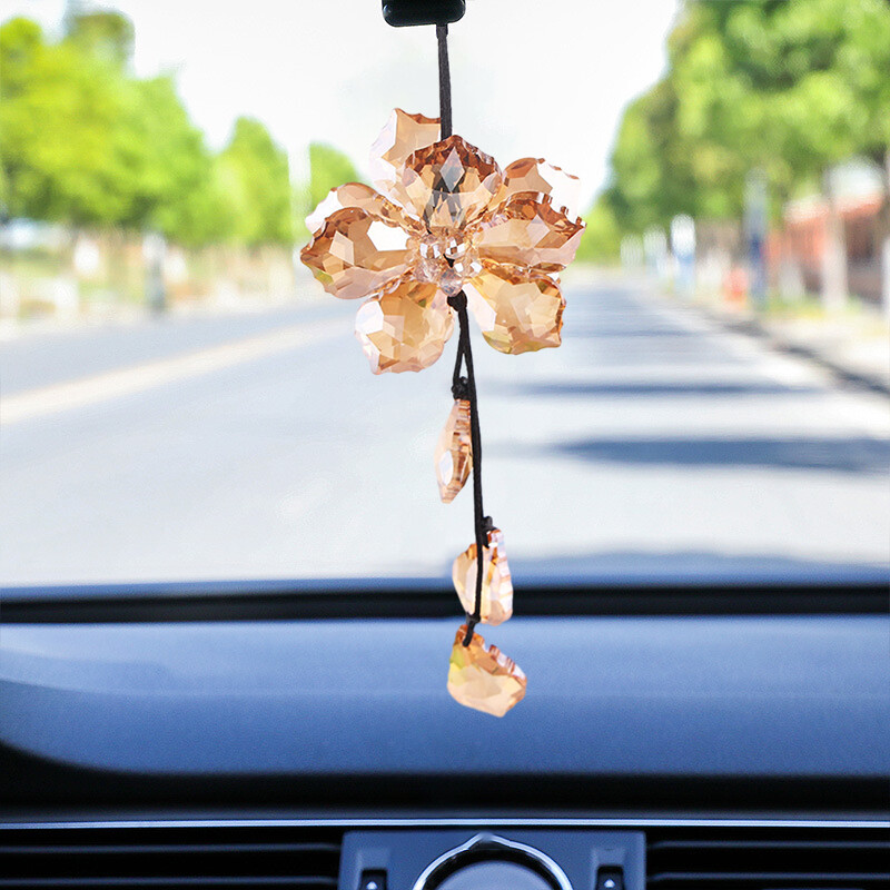 Artificial Crystal Hanging Ornaments Bling Car Rear View Mirror Pendant Decors