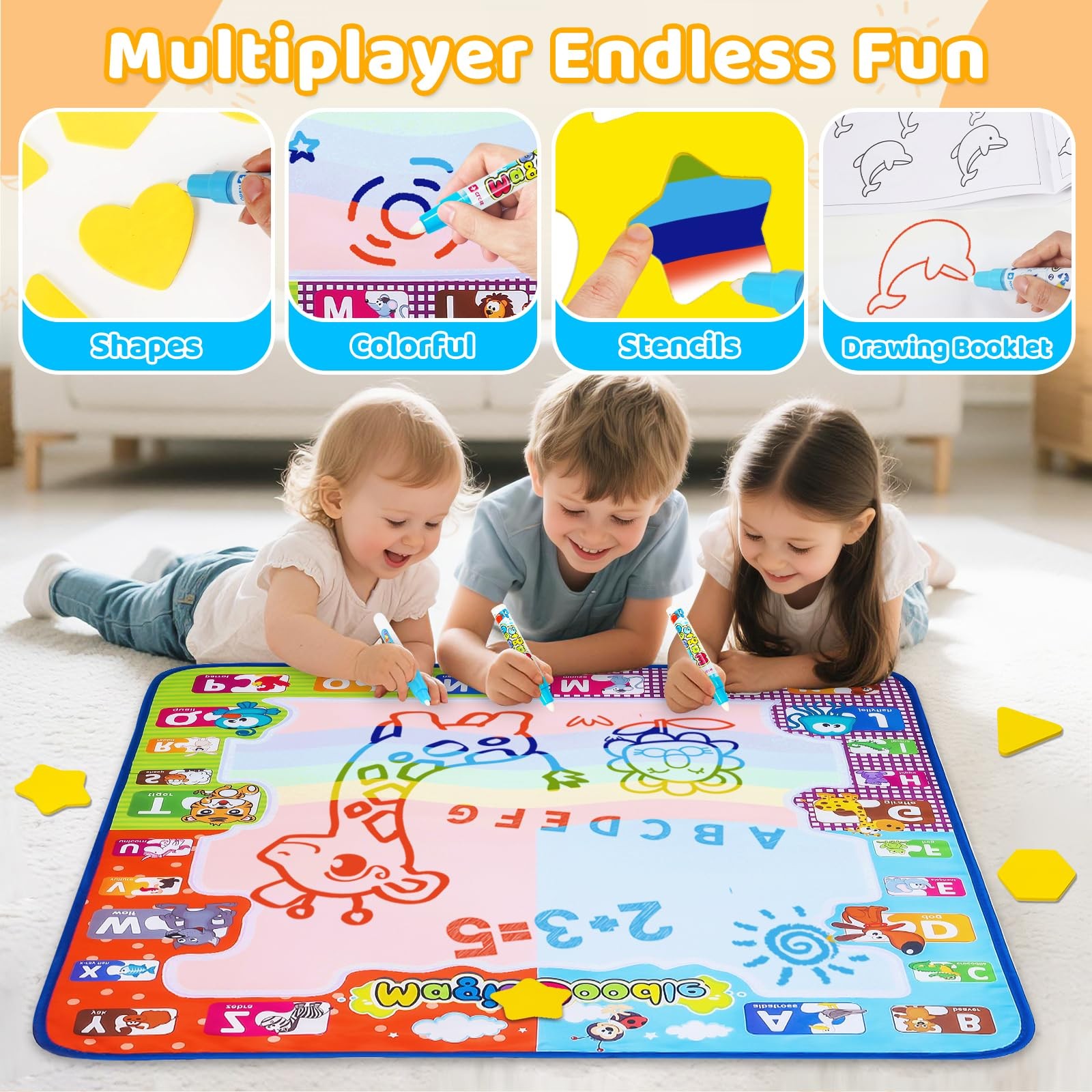 Kizzyea Toys For 2 3 4 5 6 Years Old Boys Girls Water Doodle Mat For Kids Large