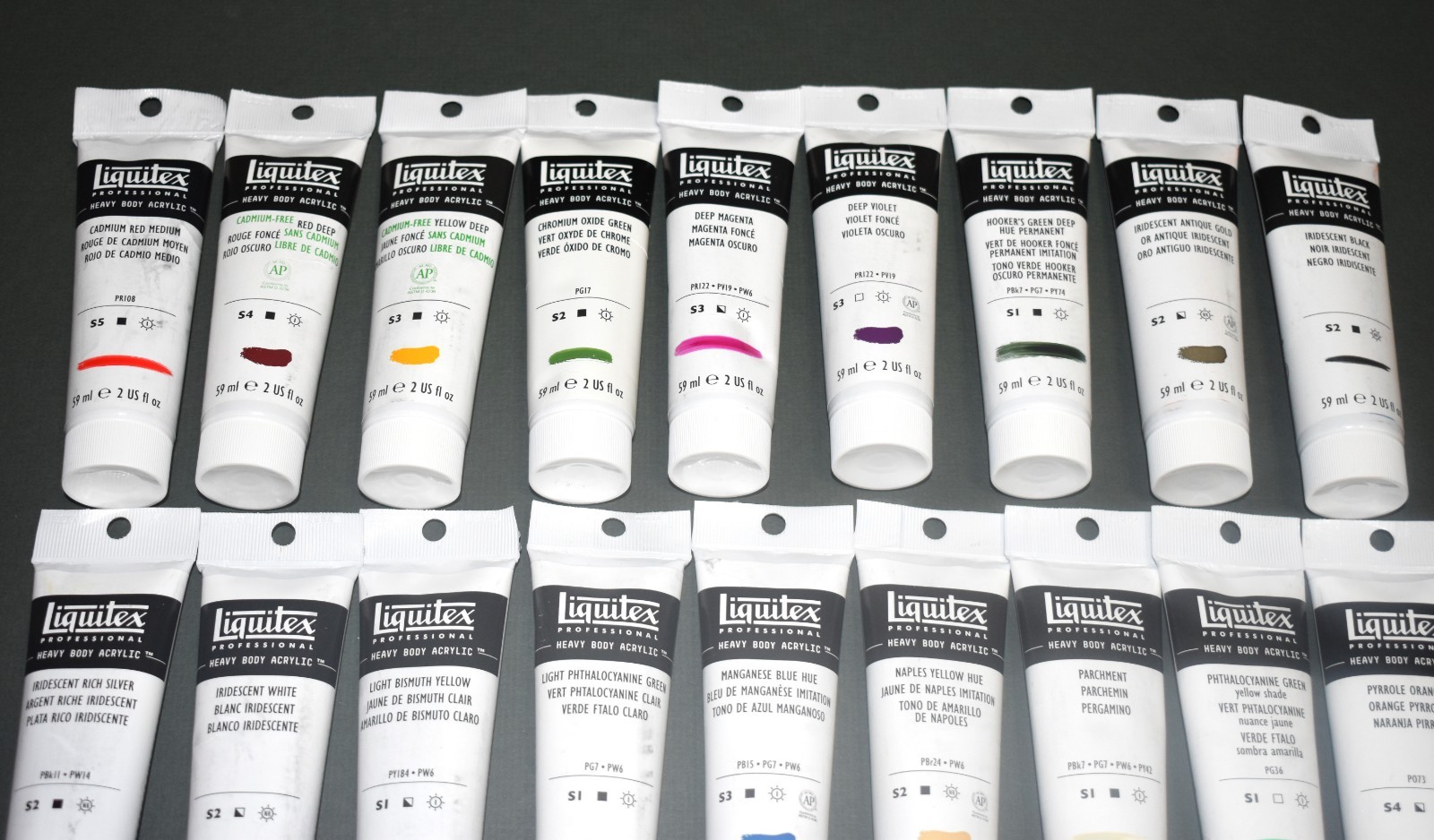 25 Different Colors Liquitex Heavy Body Acrylics – 2 oz Tubes – Retail $273.10