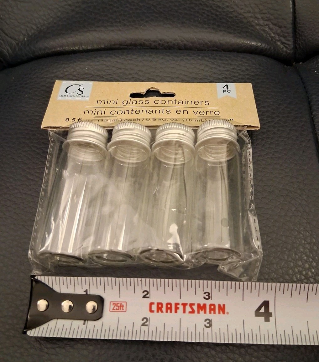 MINI Glass Containers with Metal Screw On Lids 0.5 fl.oz. Set of 4