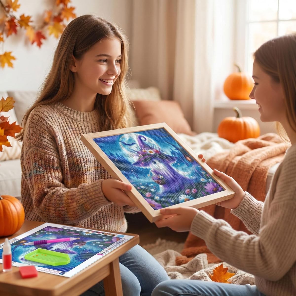 Halloween Ghost Flower Diamond Painting Kit for Adults 5D Art