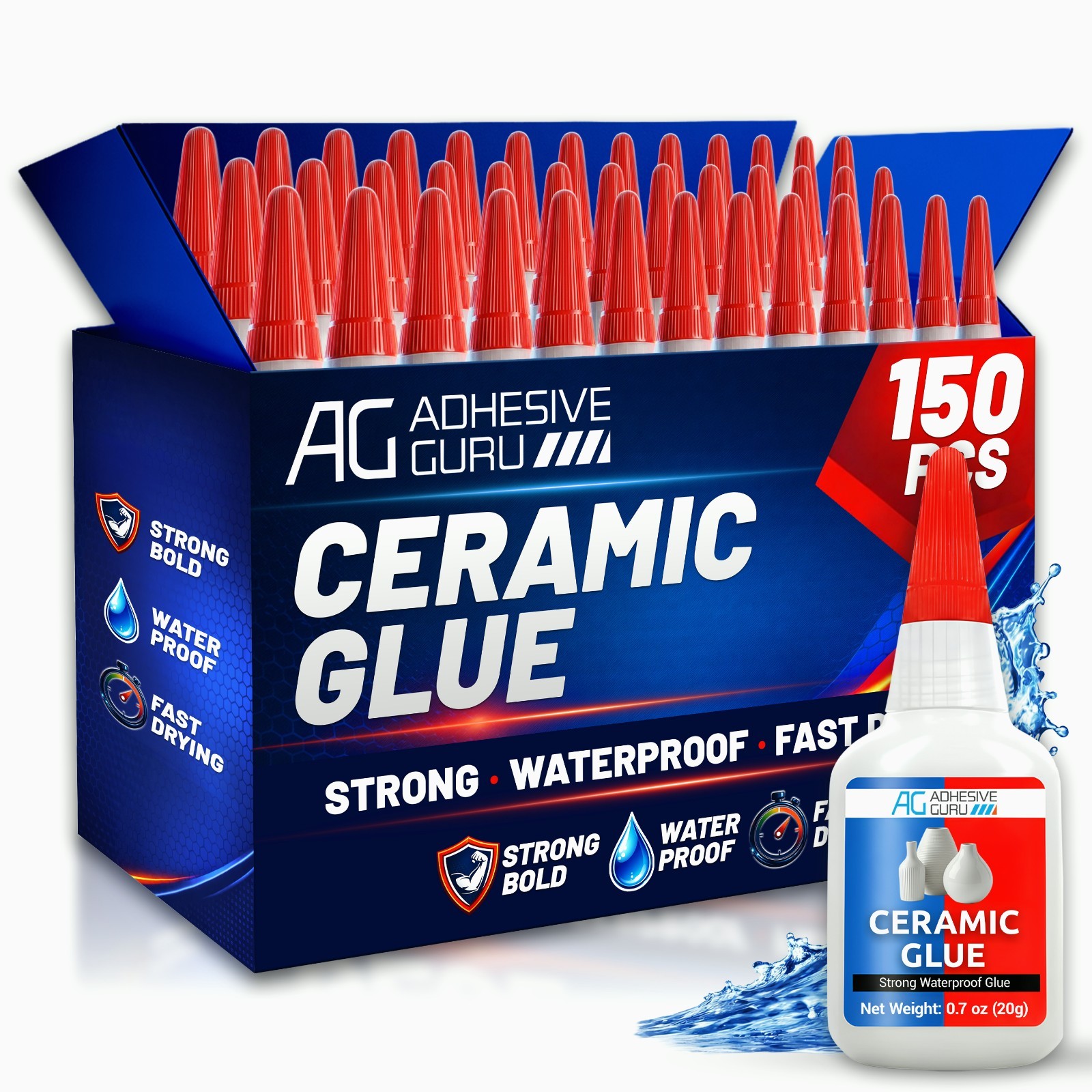 Adhesive Guru Ceramic Glue (150×0.7oz) Super Glue for Pottery, Porcelain & China
