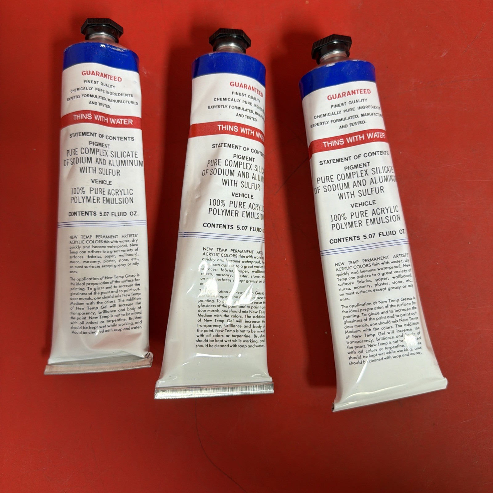 Vintage Utrecht Linens New Temp Acrylic Artists Colors Ultramarine Blue Set