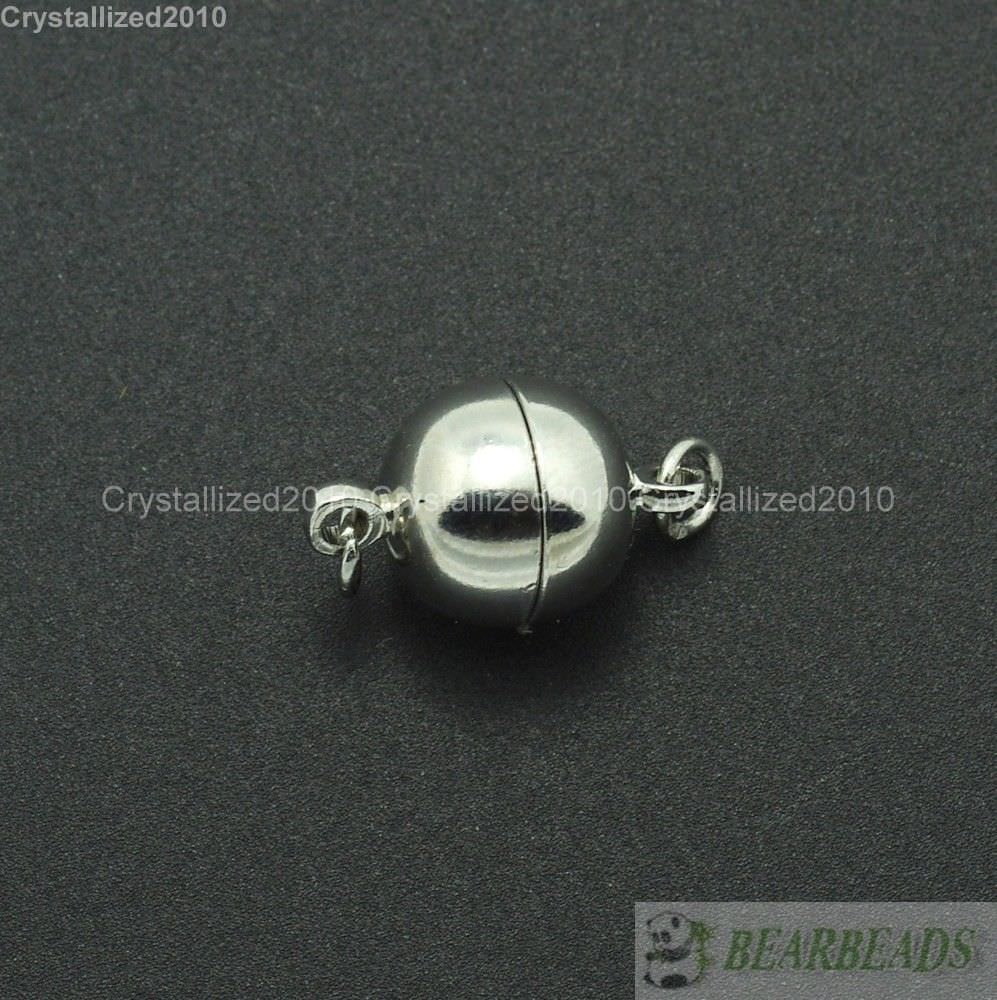 10 Sets Strong Magnetic Round Ball Smooth Metal Connector Clasps Silver 6mm 8mm