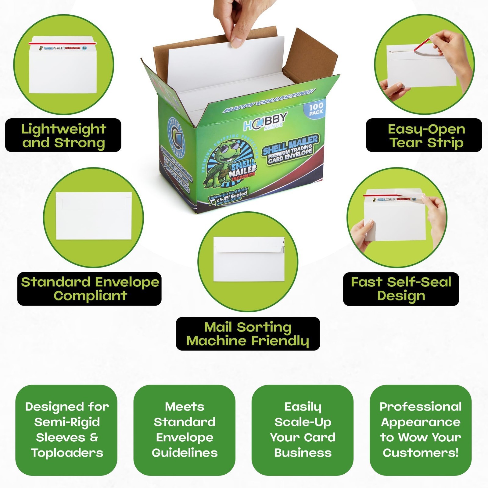 Shell Mailer Incognito by Hobby Armor – Premium Trading Card Envelopes – Mailers