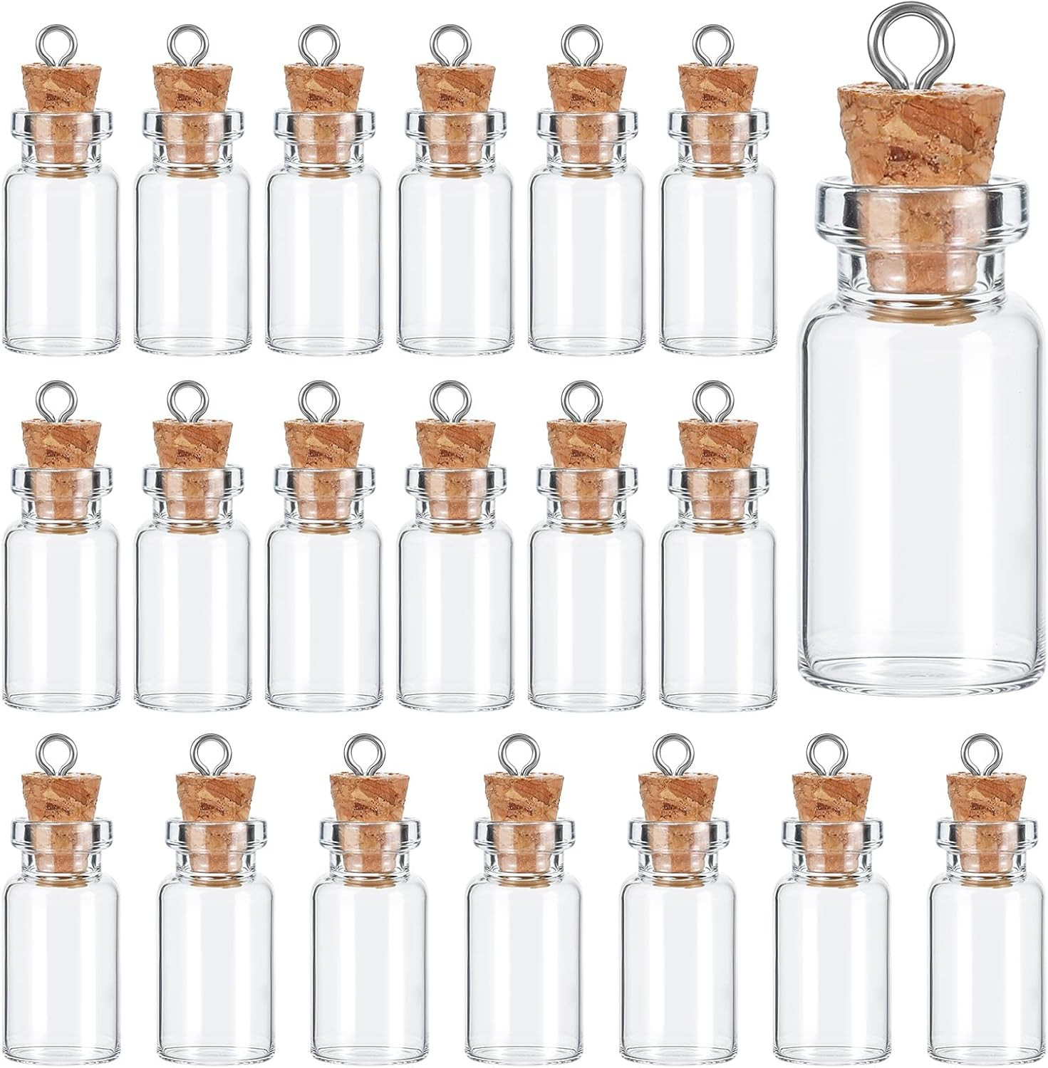 20Pcs Small Glass Bottles with Cork 1ml Empty Spell Jars Mini Potion Bottles