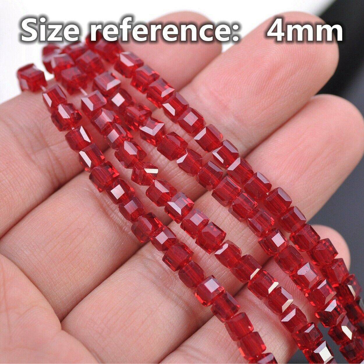 3mm 4mm 6mm 8mm 10mm 14mm Crystal Glass Cube Faceted Loose Crafts Beads Lot