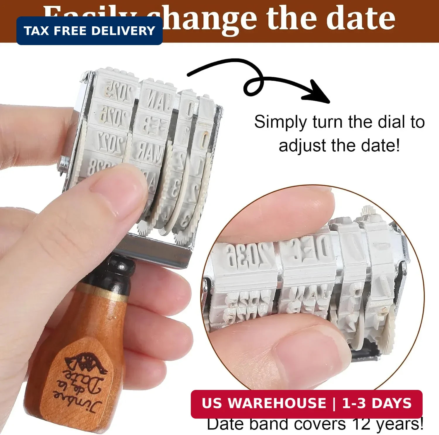 Date Stamper, 2025-2035 Roller Library Stamp Date Stamp for Eggs & Planner | Dat