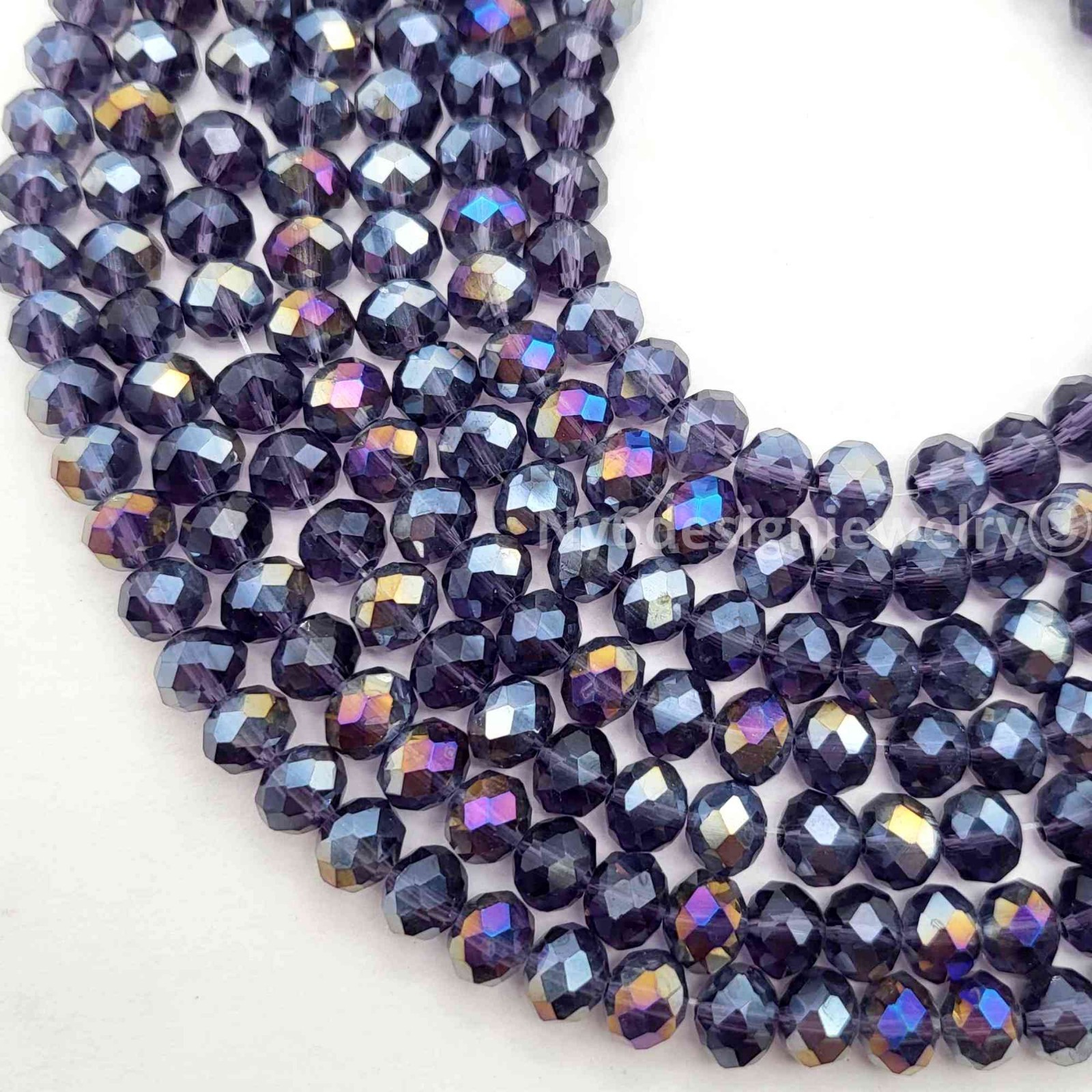 Purple AB Crystal Faceted Rondelles Bead Jewelry Making Supplies 11″ Strand