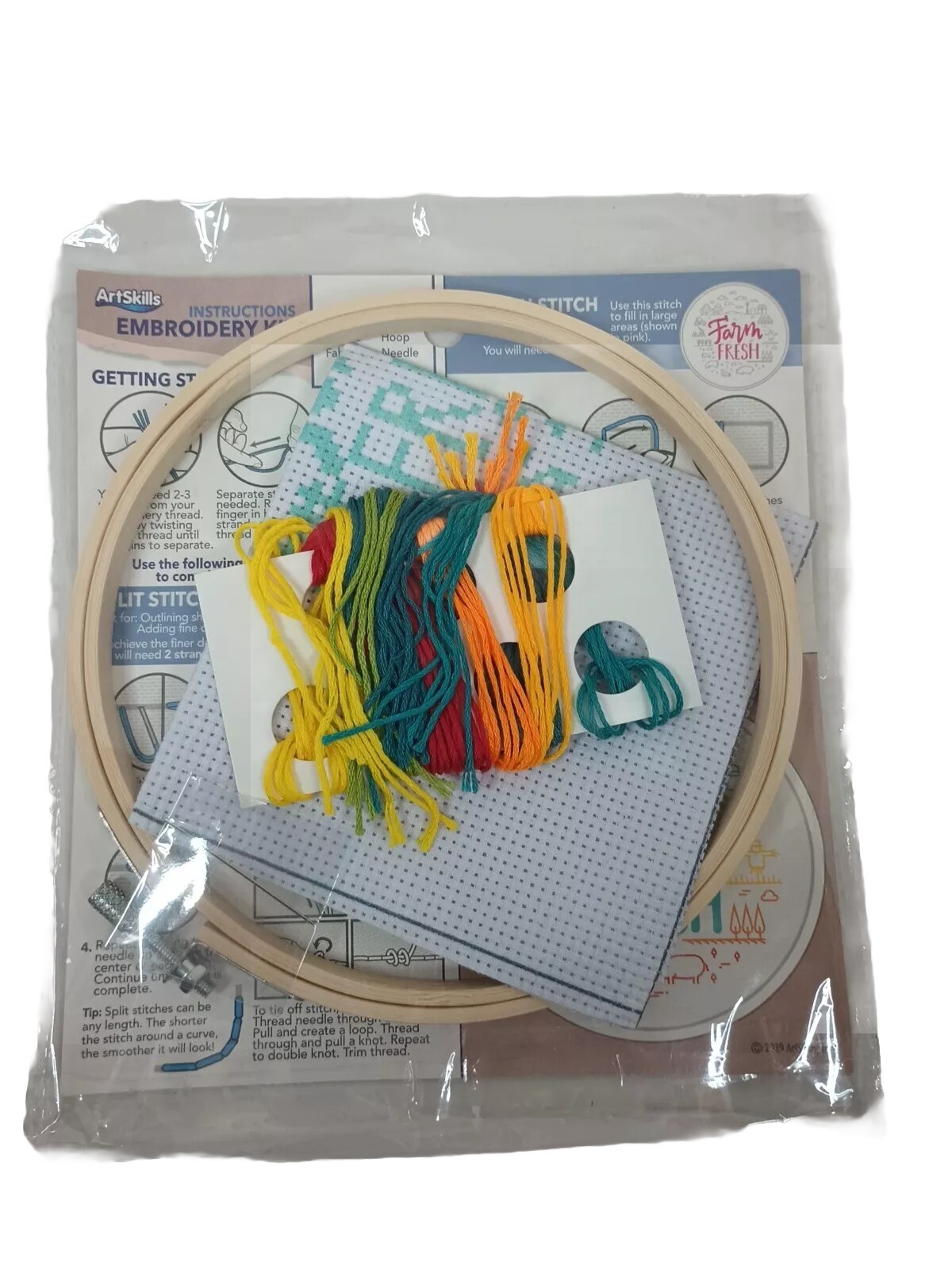 Farm Fresh “Art Skills RUSTIC Embroidery Kit 6” Hoop Included New