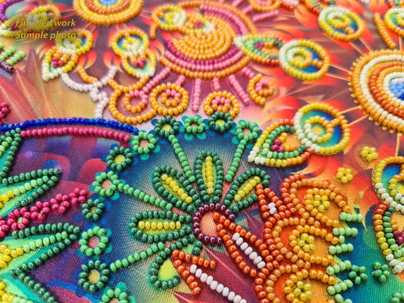 Rainbow Fractal bead embroidery kits Abstract beaded cross stitch kit