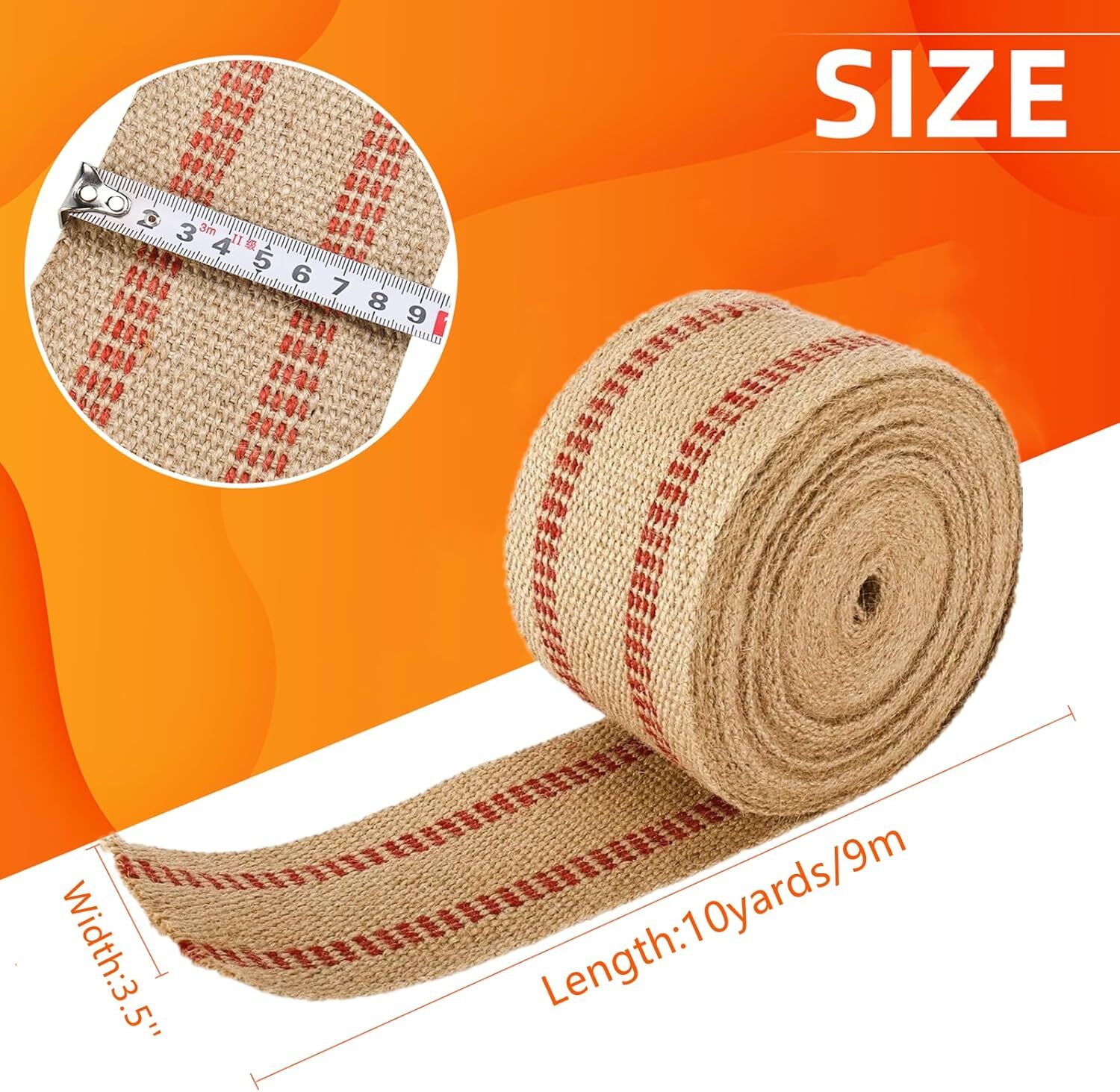 3.5″x10Yd Upholstery Jute Webbing Thickened Jute Chair Webbing Furniture Webbing